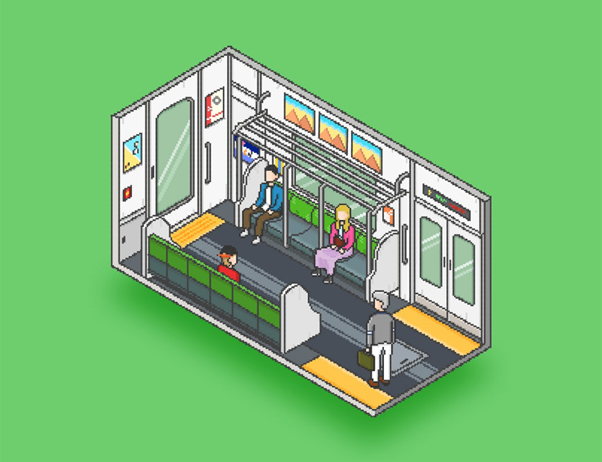 AI教程！手把手教你绘制像素风电车内部场景插画