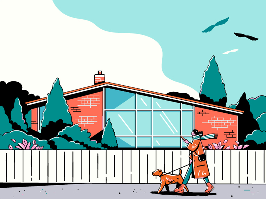 AI教程！扁平风格温馨场景插画