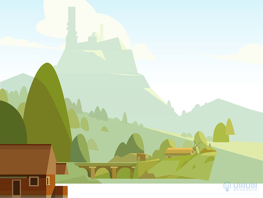 AI教程！教你用几何形状绘制扁平风野外场景插画