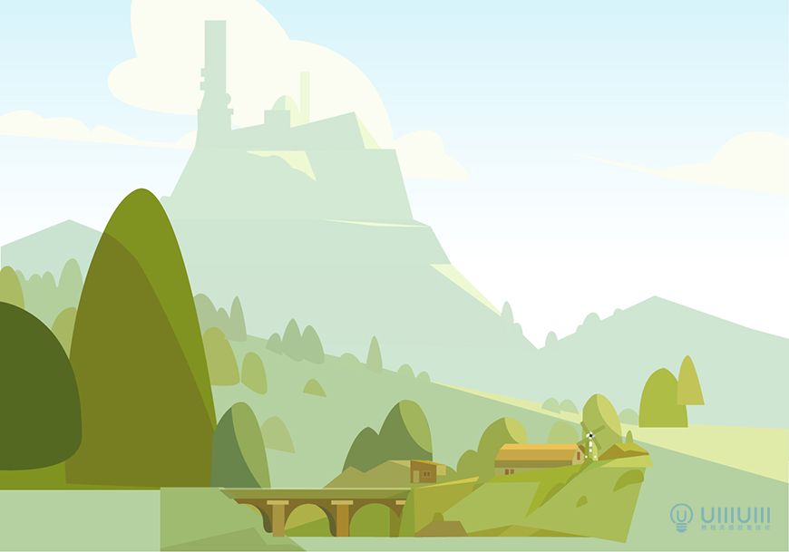 AI教程!教你用几何形状绘制扁平风野外场景插画