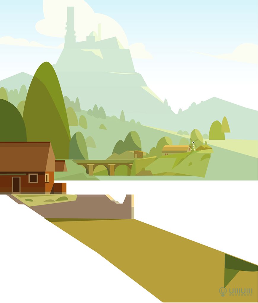 AI教程!教你用几何形状绘制扁平风野外场景插画