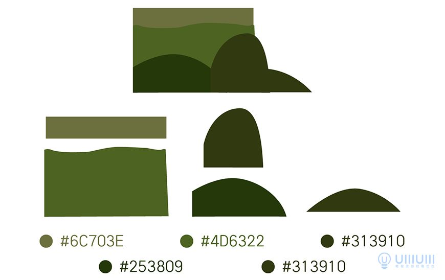 AI教程!教你用几何形状绘制扁平风野外场景插画